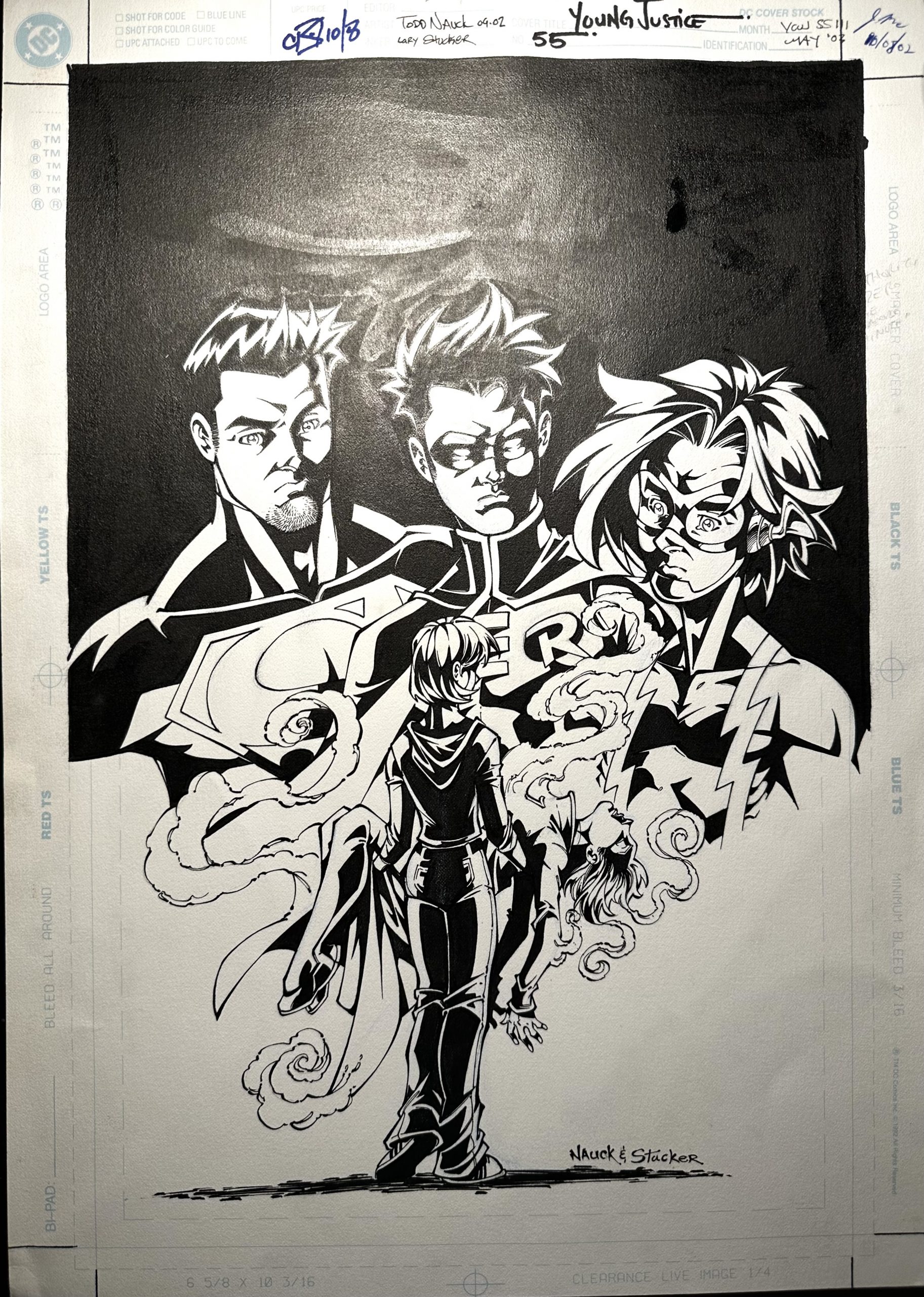 Original artwork cover for Young Justice issue 55 by Todd Nauck and Lary Stucker